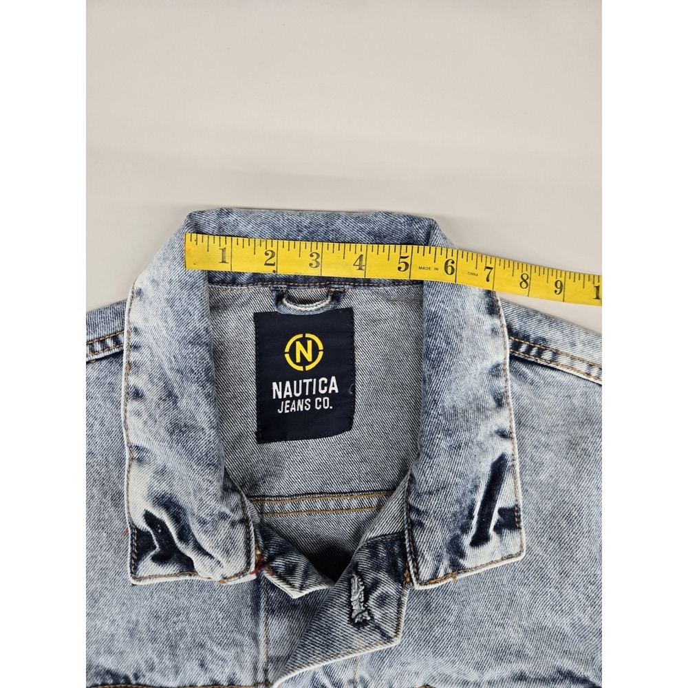 Nautica Jeans Co. Mens Denim Jacket Uptown Blue Wash Size Large Ribbed Knit Cuff - Picture 10 of 16